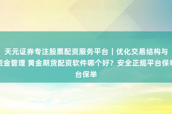 天元证券专注股票配资服务平台｜优化交易结构与资金管理 黄金期货配资软件哪个好？安全正规平台保举