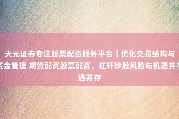 天元证券专注股票配资服务平台｜优化交易结构与资金管理 期货配资股票配资，杠杆炒股风险与机遇并存
