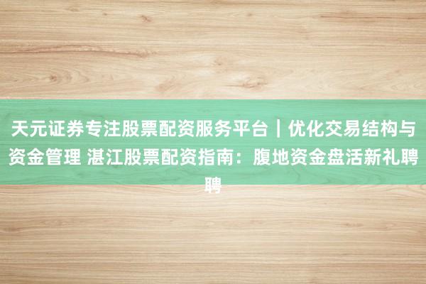 天元证券专注股票配资服务平台｜优化交易结构与资金管理 湛江股票配资指南：腹地资金盘活新礼聘