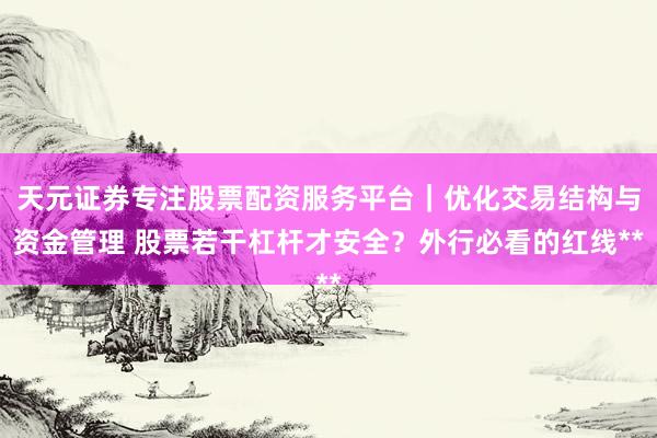 天元证券专注股票配资服务平台｜优化交易结构与资金管理 股票若干杠杆才安全？外行必看的红线**