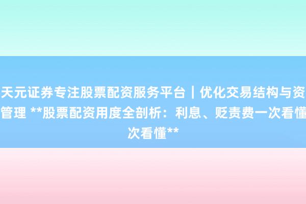 天元证券专注股票配资服务平台｜优化交易结构与资金管理 **股票配资用度全剖析：利息、贬责费一次看懂**